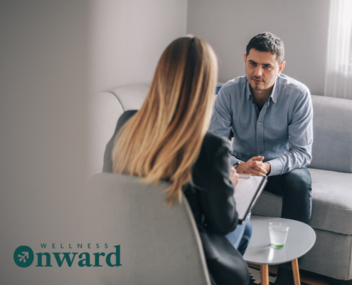 two people in a counselling session. Onward Wellness Red Deer